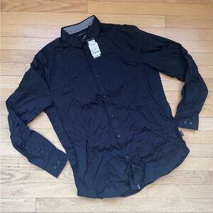 Men's Black Button-Up Dress Shirt